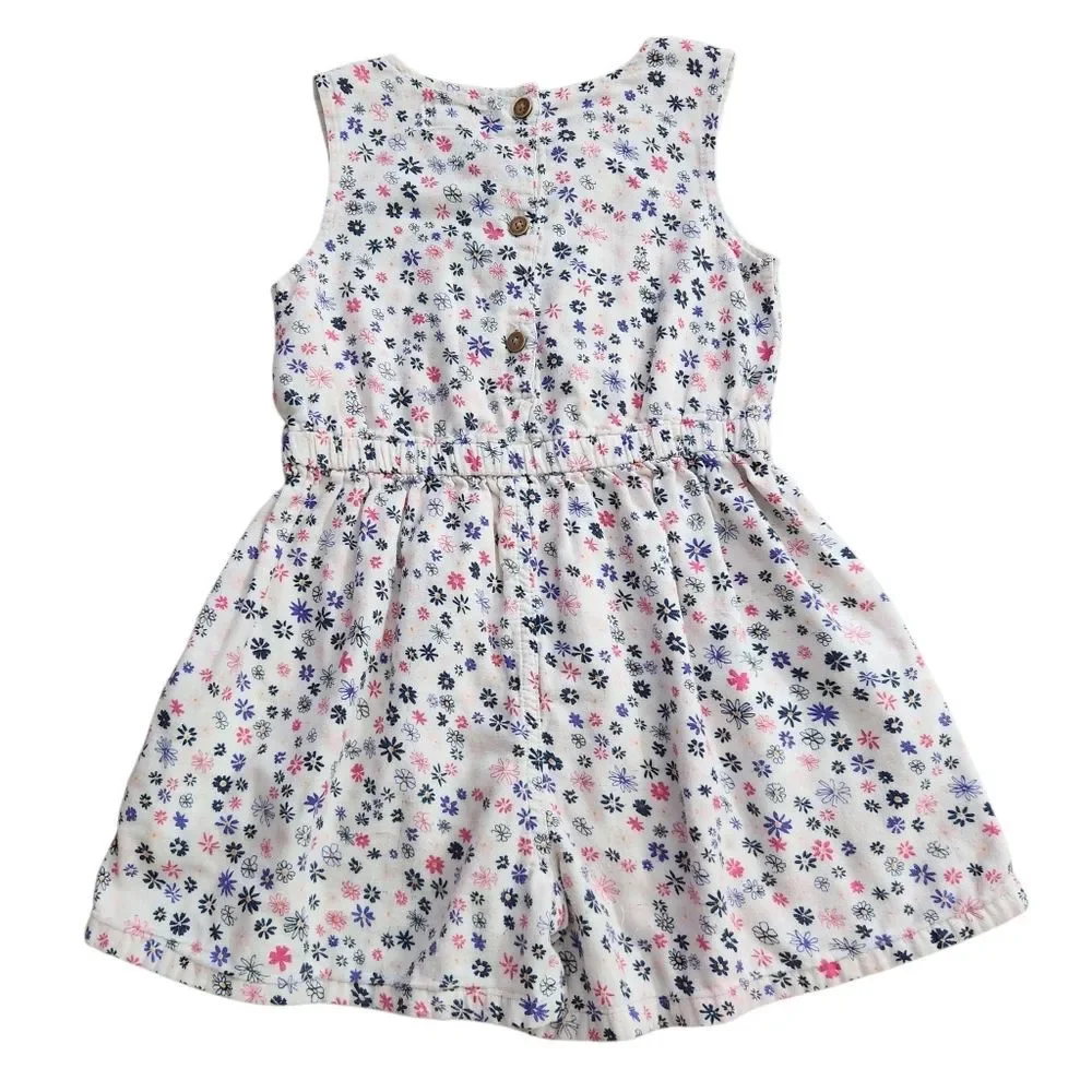 Old Navy Girls' Kids Floral White Sleeveless Lining Romper 100% Cotton Size 5T